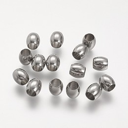 Honeyhandy 304 Stainless Steel European Beads, Barrel Large Hole Beads, Stainless Steel Color, 6x6mm, Hole: 4mm