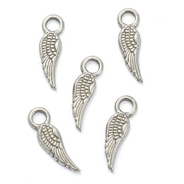 Honeyhandy 304 Stainless Steel Charms, Wing, Stainless Steel Color, 15x4x1mm, Hole: 2mm