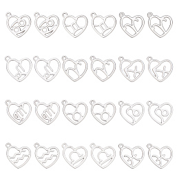 SUNNYCLUE 1 Box 24Pcs 12 Style Zodiac Charms Zodiac Sign Charm 304 Stainless Steel Heart Charms Flat Round Constellation Charm for Jewelry Making Charms DIY Bracelet Necklace Ankle Craft Women Adult