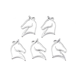 Honeyhandy 304 Stainless Steel Pendants, Horse, Stainless Steel Color, 22x17x1.5mm, Hole: 1.8mm