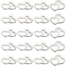 UNICRAFTALE About 60pcs Heart to Heart Charms 304 Stainless Steel Pendants Hypoallergenic Metal Pendant for DIY Craft Jewelry Making