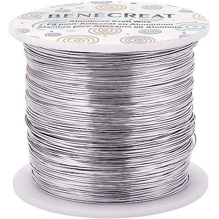 BENECREAT 22 Gauge 850FT Aluminum Wire Anodized Jewelry Craft Making Beading Floral Colored Aluminum Craft Wire - Silver