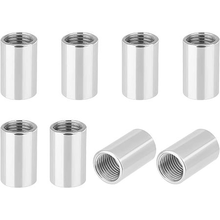 SUPERFINDINGS 10Pcs Pipe Thread Coupler Stainless Steel Pipe Fittings Straight Female Thread 1.02''x0.63'' Straight Nipple Joint Pipe Connection, Hole: 12mm
