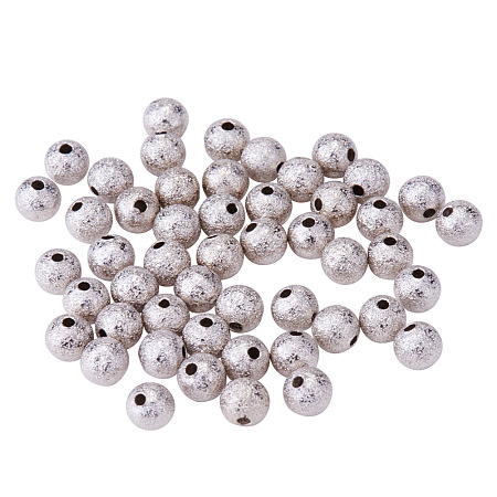 PandaHall Elite Diameter 6mm Round Brass Stardust Spacer Beads Platinum Craft Findings, about 50pcs/bag