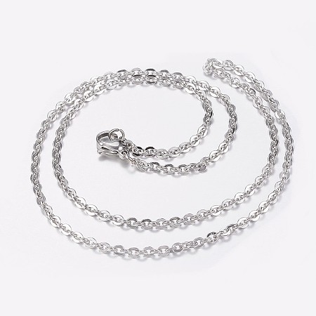 Honeyhandy 304 Stainless Steel Cable Chain Necklaces, with Lobster Claw Clasps, Stainless Steel Color, 17.7 inch(45cm), 2.5mm