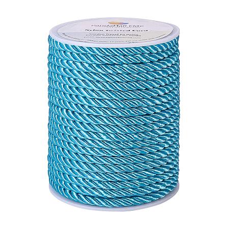 PandaHall Elite 18 Yards 5mm Twisted Cord Trim 3-Ply Twisted Cord Rope Nylon Crafting Cord Trim Thread String for DIY Craft Making Home Decoration Upholstery Curtain Tieback, Dark Turquoise