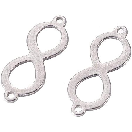 UNICRAFTALE 100pcs 304 Stainless Steel Links Infinity Connector Charms Silver Tone 1.2mm Hole Linking Charms for Bracelet Necklace Making Connectors Jewelry Findings 21.5x8x1mm