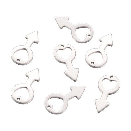 ARRICRAFT 10 pcs 304 Stainless Steel Male Gender Sign Charms Pendants for Jewelry Making, 30x15x1.5mm, Hole: 2mm