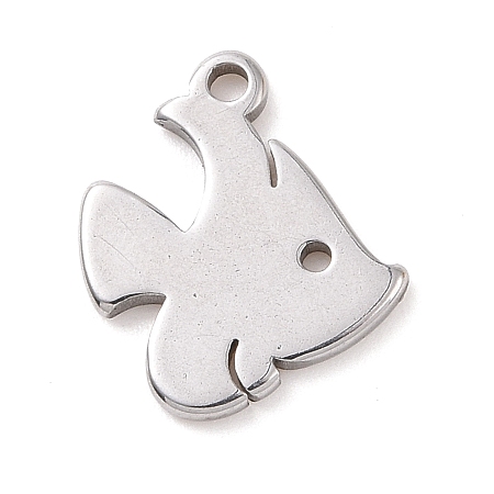 Honeyhandy 304 Stainless Steel Charms, Fish Charms, Stainless Steel Color, 11.5x10x1mm, Hole: 1.2mm