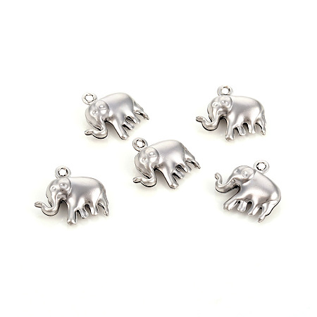 Honeyhandy 304 Stainless Steel Charms, Elephant, Stainless Steel Color, 15x14.5x5mm, Hole: 1.2mm