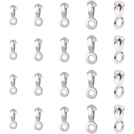 NBEADS 70 Pcs Ball Chain Pull Loop Connectors, 2.4mm/3mm/4.5mm/6mm Ball Chain Ceiling Fan Lamp Pull Loop Stainless Steel Chain Connectors Jewelry Clasp Findings For Bracelets Necklace DIY Art Making
