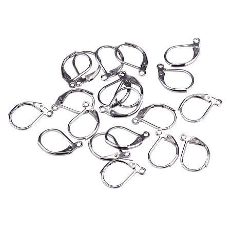PandaHall Elite 304 Stainless Steel Earring Hoop Components 15x10mm Lever Back Hoops Earrings, about 20pcs/bag