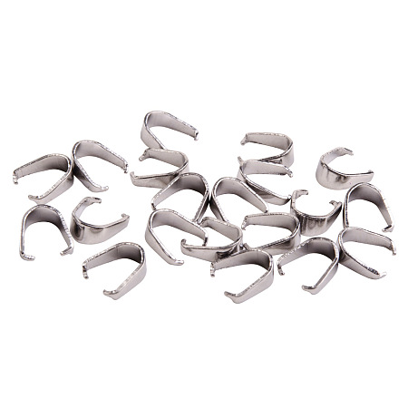 PandaHall Elite 7x6mm 304 Stainless Steel Pinch Bails Dangle Charms Jewelry Findings, about 20pcs/bag