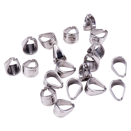 PandaHall Elite 304 Stainless Steel Pinch Bails Dangle Charms Jewelry Findings 11x7mm 20pcs/Bag