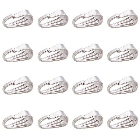 PandaHall Elite About 200 Pcs 304 Stainless Steel Snap Bail Hook Pinch Clip Necklace Clasps Dangle Pendant Charms Chain Connectors 8.5x3.5mm for Jewelry Making