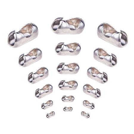 PandaHall Elite 106 pcs 6 Sizes 304 Stainless Steel Ball Chain Connector Clasps Fits for 1.5/2/3.2/4.5/5/6mm Beaded Ball Chain for Jewelry DIY Craft Making, Stainless Steel Color