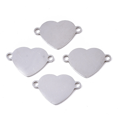 Honeyhandy 201 Stainless Steel Links connectors, Laser Cut, Heart, Stamping Blank Tag, Stainless Steel Color, 12x18.5x1mm, Hole: 1.8mm
