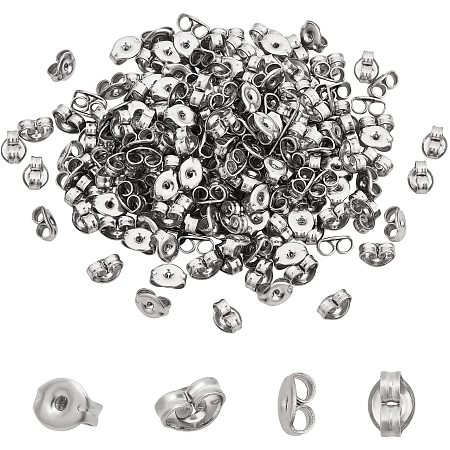 UNICRAFTALE About 200pcs Vacuum Plating 304 Stainless Steel Ear Nuts Hypoallergenic Earring Back Butterfly Secure Ear Lockings Stainless Steel Color Enough to Fit Standard Studs 0.8mm Hole