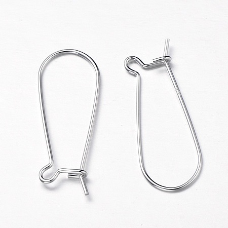 PandaHall Elite 925 Sterling Silver Earring Hoop Components Kidney Wires Hooks 33x12.7mm Lever Back Earrings, 4pcs/bag