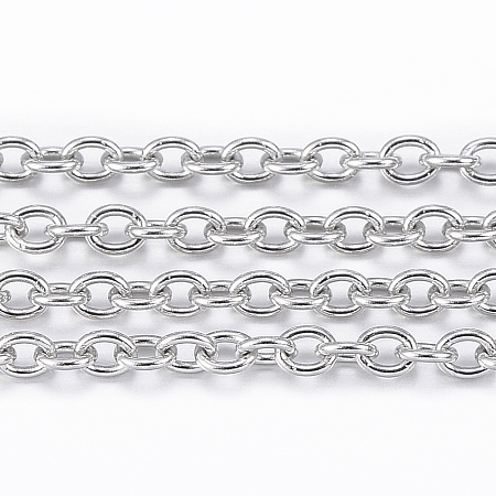 Honeyhandy 3.28 Feet 304 Stainless Steel Cable Chains, Soldered, Oval, Stainless Steel Color, 2.5x2x0.5mm