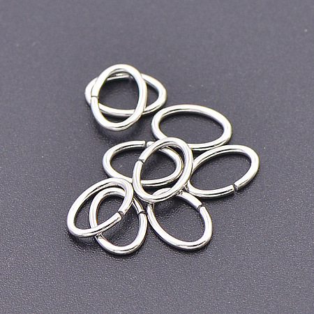 Honeyhandy Stainless Steel Open Jump Rings, Oval, Stainless Steel Color, 18 Gauge, 9.6x6.5x1mm