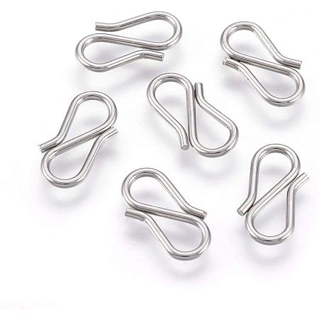 UNICRAFTALE 20pcs S-Hook Clasps Connectors Stainless Steel Hook Clasps S-Shaped Wire Hook for Bracelet Necklace Jewelry Making 12.5x6x1mm