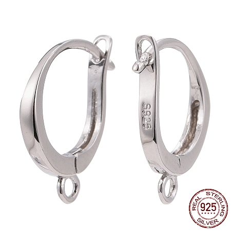 Honeyhandy 925 Sterling Silver Leverback Earring Findings, wit Loop, Rhodium Plated, 14x10x2mm, Hole: 1.4mm, Pin: 0.7mm