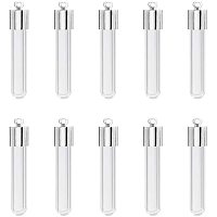 PH PandaHall 20 pcs Long Clear Glass Bottles Hanging Tube Wish Bottles with 20 pcs Platinum Metal Caps for Earring Necklace Pendant Jewelry Making