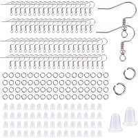 SUNNYCLUE 1 Box 600Pcs Silver Plated Earring Hooks Hypoallergenic French Ear Wires Fishhook Stainless Steel Hooks Nuts Jump Ring Earring Making Kit for Beginners Professionals Jewelry Crafts Supplies