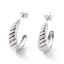 Honeyhandy 304 Stainless Steel Croissant Stud Earrings for Women, Stainless Steel Color, 27.5x22x7.5mm, Pin: 0.7mm