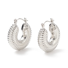 Honeyhandy Brass Donut Thick Hoop Earrings for Women, Lead Free & Cadmium Free, Platinum, 27x24.5x8mm, Pin: 0.9mm