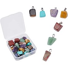 SUNNYCLUE 1 Box 28Pcs 7 Chakra Irregular Crystal Pendants Healing Stone Natural Gemstone Quartz Colorful Charms Jasper Jade Tiger Eye Turquoise for DIY Jewelry Making Crafts Supplies