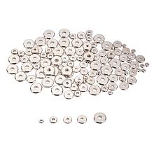 PandaHall Elite 250pcs 5 Sizes Platinum Flat Round Brass Bead Spacers Jewelry Findings Accessories for Bracelet Necklace Making