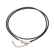 Honeyhandy Waxed Polyester Cord Necklaces Making, with 304 Stainless Steel Lobster Claw Clasps, Stainless Steel Color, Black, 18.7 inch(47.5cm)1.5mm