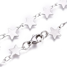 Honeyhandy 304 Stainless Steel Link Chain Necklaces, with Lobster Claw Clasp, Star, Stainless Steel Color, 16.61 inch(42.2cm)