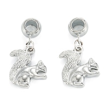 Honeyhandy Tibetan Style Alloy Pendants, Squirrel, with Tube Bails, Platinum, 36mm, Hole: 5.5mm