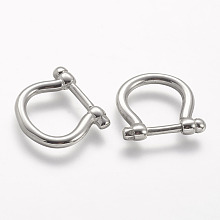 Honeyhandy 304 Stainless Steel Linking Rings, Shackle Clasp Shape, Stainless Steel Color, 17x18.5x3.5mm, Hole: 12x12mm