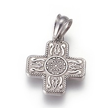 Honeyhandy 304 Stainless Steel Pendants, Cross, Stainless Steel Color, 21.5x18x2.5mm, Hole: 4.5x6mm