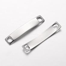 Honeyhandy 304 Stainless Steel Links connectors, Rectangle, Stainless Steel Color, 38.5x7x1mm, Hole: 4x4mm