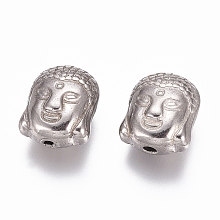 Honeyhandy 304 Stainless Steel Beads, Buddha Head, Stainless Steel Color, 11x9x6.5mm, Hole: 1.6mm