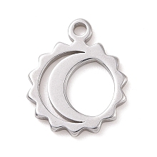 Honeyhandy 304 Stainless Steel Charms, Sun with Moon Charms, Stainless Steel Color, 11.5x9.5x1mm, Hole: 1.2mm