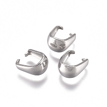 Honeyhandy 304 Stainless Steel Snap on Bails, Pendant Bails, Stainless Steel Color, 7x6x4mm, Inner Size: 6x4.5mm, Pin: 0.8mm