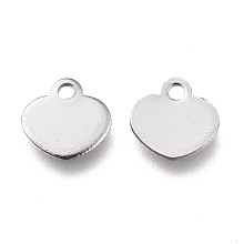 Honeyhandy Stainless Steel Charms, Stamping Blank Tag, Heart, Stainless Steel Color, 5.64x5.68x0.61mm, Hole: 1.2mm