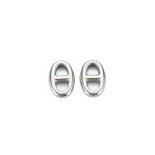 Honeyhandy 304 Stainless Steel Connector Charms, Oval, Stainless Steel Color, 10x6.5x2mm, Hole: 2.5mm