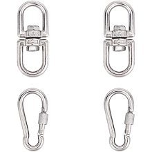 NBEADS 2 Pcs Spring Snap Hooks and 2 Pcs Double Eye Swivel Clasps, for Keychain Gym Camping Hanging