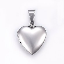 Honeyhandy 316 Stainless Steel Locket Pendants, Heart, Stainless Steel Color, 22x19.5x5.5mm, Hole: 9x5mm, Inner Sze: 14x11mm