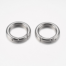 Honeyhandy 304 Stainless Steel Spring Gate Rings, O Rings, Ring, Stainless Steel Color, 6 Gauge, 24x4mm, Inner Diameter: 16mm