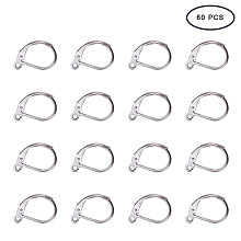 PandaHall Elite 60pcs 10x15mm Stainless Steel Lever Back Earrings Findings Earring Leverback Hoop