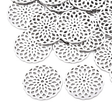 Honeyhandy 201 Stainless Steel Filigree Joiners Links, Laser Cut Links, Flat Round, Stainless Steel Color, 20x1mm