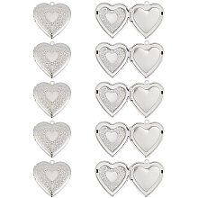 UNICRAFTALE 10pcs Heart Photo Frame Charms Hypoallergenic Locket Charms Stainless Steel Pendants for Jewelry Making, Stainless Steel Color Inner Size 21x21mm